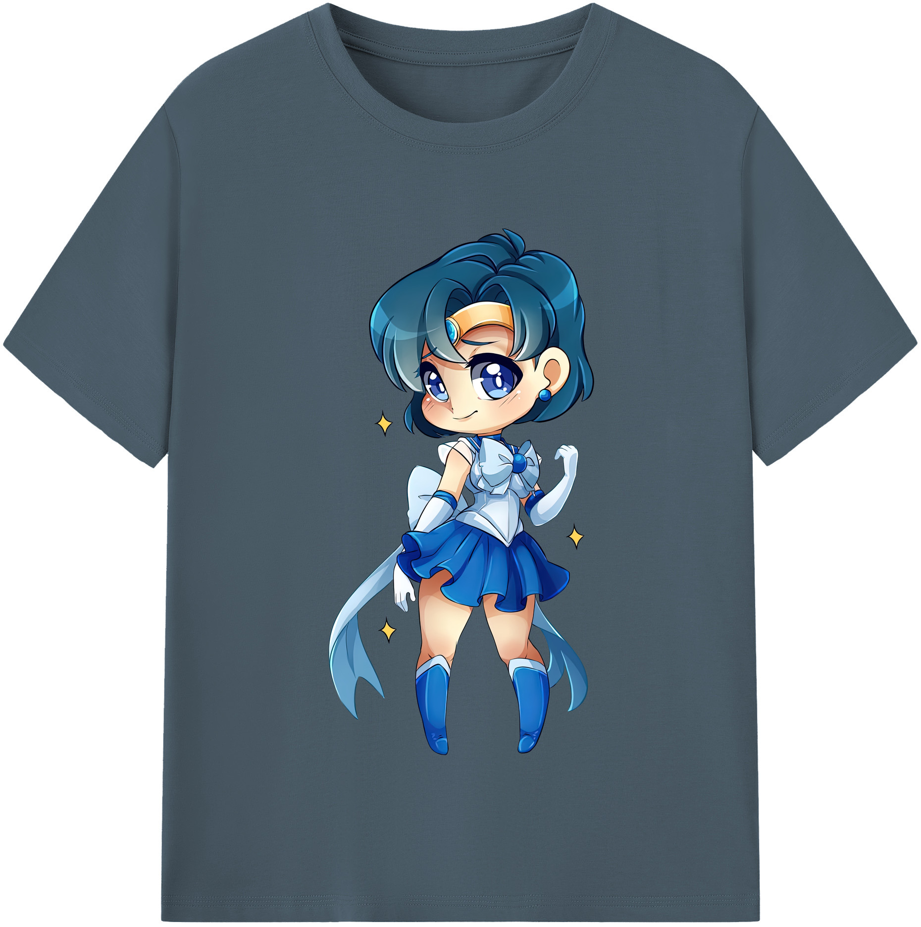 （画像用） 美少女戦士セーラームーン 水野 亜美 みずの あみ Sailor Moon Mizuno Ami 綿100％半袖Tシャツ（フロントプリント）